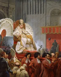 Paus Pius VIII (1761-1830) in St. Pieter op de Sedia Gestatoria