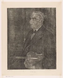 Portret van de vader van de kunstenaar met viool