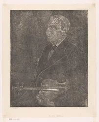 Portret van de vader van de kunstenaar met viool