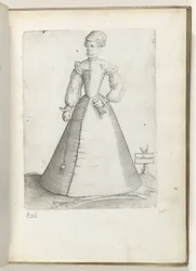 Een getrouwde vrouw uit Frankrijk, gekleed volgens de mode van ca. 1550