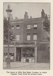 88 Mile End Road, Londen, huis waar de Engelse ontdekkingsreiziger kapitein James Cook woonde van 1764 tot zijn dood
