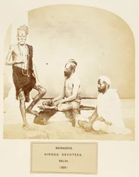 Bairagees, Hindoe toegewijden, Delhi, uit Het Volk van India, door J. Forbes Watson, gepubliceerd 1868
