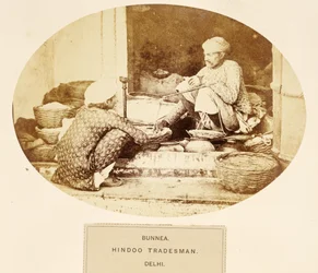 Bunnea, Hindoese handelaar, Delhi, uit The People of India, door J. Forbes Watson, uitgegeven 1868