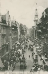 Cheapside kijkend naar het oosten, Londen