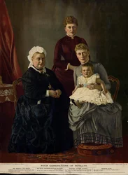Vier Generaties van Koninklijkheid (Koningin Victoria, Prinses Beatrice, Prinses Victoria Alberta en Prinses Alice)