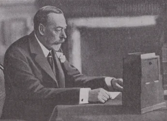 George V zendt zijn kerstboodschap aan het Britse Gemenebest en Rijk uit