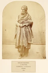 Gholam Mahomed, een Wuttoo, voorheen Hindoes, Hissar, uit Het Volk van India, door J. Forbes Watson, gepubliceerd 1868