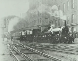 Laatste breedspoor trein vertrekt van Paddington Station, 1892