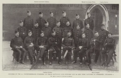 Officieren van de 2e Northumberland Fusiliers, waarvan vijf officieren en 366 mannen werden gevangengenomen in Stormberg, 9 december