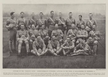 Officieren van de Fighting Fifth (Northumberland Fusiliers), gevangen genomen door de Boeren bij Magaliesberg op 13 december