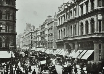 Poultry, kijkend naar het westen naar Cheapside, City of London, 1890