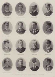 Enkele leden van de marinebrigade van HMS Powerful die aan de koningin werden voorgesteld in Windsor