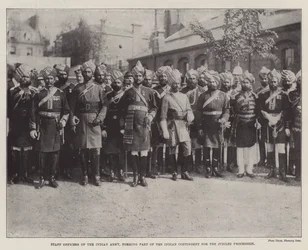 Staf Officieren van het Indiase Leger, onderdeel van het Indiase Contingent voor de Jubileumprocessie