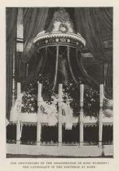 De Herdenking van de Moord op Koning Humbert, de Catafalque in het Pantheon in Rome