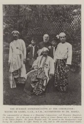 De Birmese vertegenwoordiger bij de kroning, Maung On Gaing, CIE, ATM, vergezeld door Dr. Marks