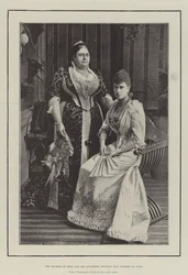 De hertogin van Teck en haar dochter, prinses May, hertogin van York