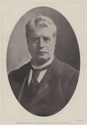De eerste premier van het Australische Gemenebest, de Eerwaarde Edmund Barton, QC