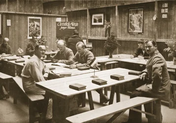 De leeszaal, Handforth, illustratie uit Duitse gevangenen in Groot-Brittannië