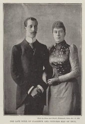 De overleden Hertog van Clarence en Prinses May van Teck