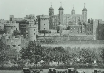 Tower Hill: uitzicht op de Tower of London, 1895