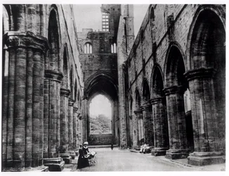 Bezoekers van Kirkstall Abbey