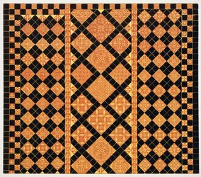 14e-eeuwse bestrating uit Worcester Cathedral Choir School, illustratie uit Specimens of Tile Pavements, getekend van bestaande autoriteiten, door Henry Shaw, 1858