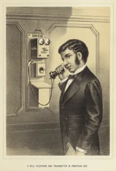 Een Bell-telefoon en zender in praktisch gebruik