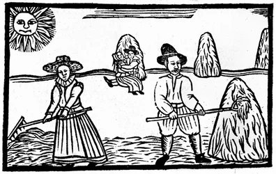 Een oogstscène, een illustratie uit 