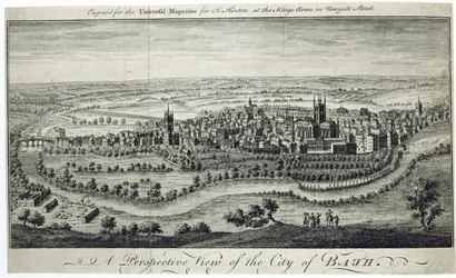 Een Perspectivisch Uitzicht op de Stad Bath, gegraveerd voor het Universele Magazine, c.1750