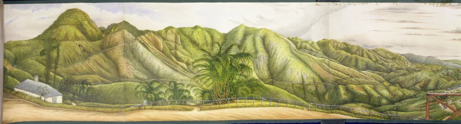 Een uitzicht richting Kingston vanaf het militaire sanatorium in Newcastle, Blue Mountains, Jamaica, 1855