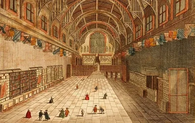 Een Uitzicht op de Binnenkant van Westminster Hall (gravure)