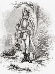 Een groot valkenier, uit Old England: A Pictorial Museum, uitgegeven 1847