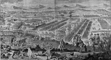 Een perspectivisch uitzicht op de glorieuze Slag bij Drunmossie Moor op 16 april 1746, 1746