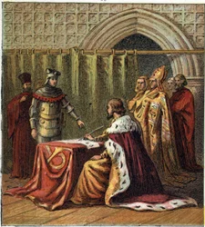 Abdicatie van koning Richard II van Engeland (1367-1400) in 1399 ten gunste van zijn neef Hendrik (Hendrik IV van Engeland)