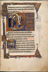 Jezus voor Kajafas, in de Salvin Hours