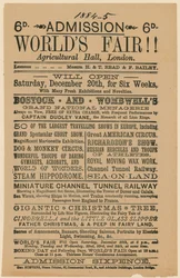 Toegang tot Wereldtentoonstelling, Landbouwhal, Islington, 1884-85