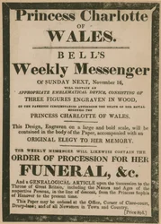 Advertentie voor Bells Weekly Messenger van zondag 16 november 1817