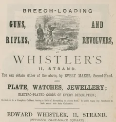 Advertentie voor Edward Whistler, 11 Strand, Londen