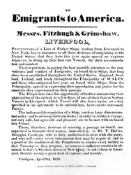 Advertentie voor Packet Ships naar Amerika, 1839