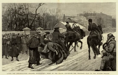 Na de moord, kolonel Dvorketsky, hoofd van de politie, brengt de gewonde tsaar naar het Winterpaleis
