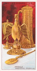 Ampulla, zalvingslepel en C