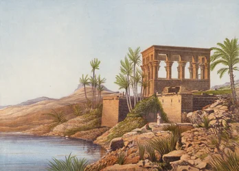 Een Egyptische tempel, bij de rivier de Nijl, Philae