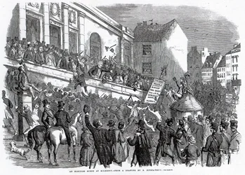 Een verkiezingsscène in Kilkenny, illustratie uit 