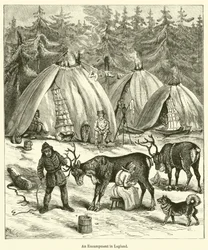 Een kampement in Lapland (gravure)
