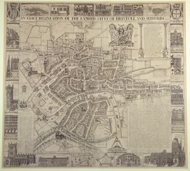 Een exacte weergave van de beroemde stad Bristol en voorsteden, door James Millerd, uitgegeven 1673