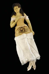 Anatomisch model van een zwangere vrouw (was & textiel)
