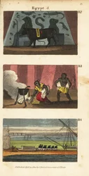 Oude Egyptische afgod Osiris als een os, Omar de Saraceen verbrandt de bibliotheek van Ptolemaeus Soter in 642 en Napoleons troepen nemen het graf van Alexander mee