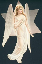 Gloeiende engel, kerstkaart