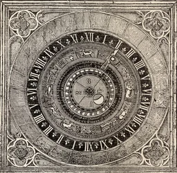 Astronomische klok in Hampton Court Palace, uit Geschiedenis van Hampton Court Palace in Tudor-tijden door Ernest Law, gepubliceerd in Londen 1885