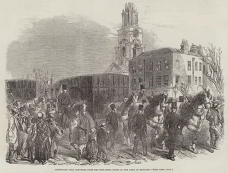 Australisch goud vervoerd van de East India Docks naar de Bank of England